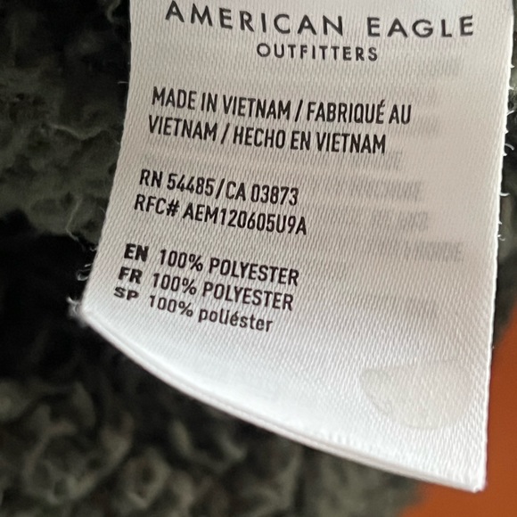 American Eagle Dark Green Fluffy Hoodie Size Large - Picture 7 of 7